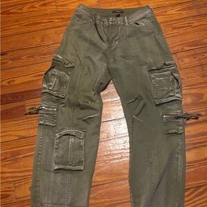 Forever 21 Olive Boot Cut Cargo Jeans